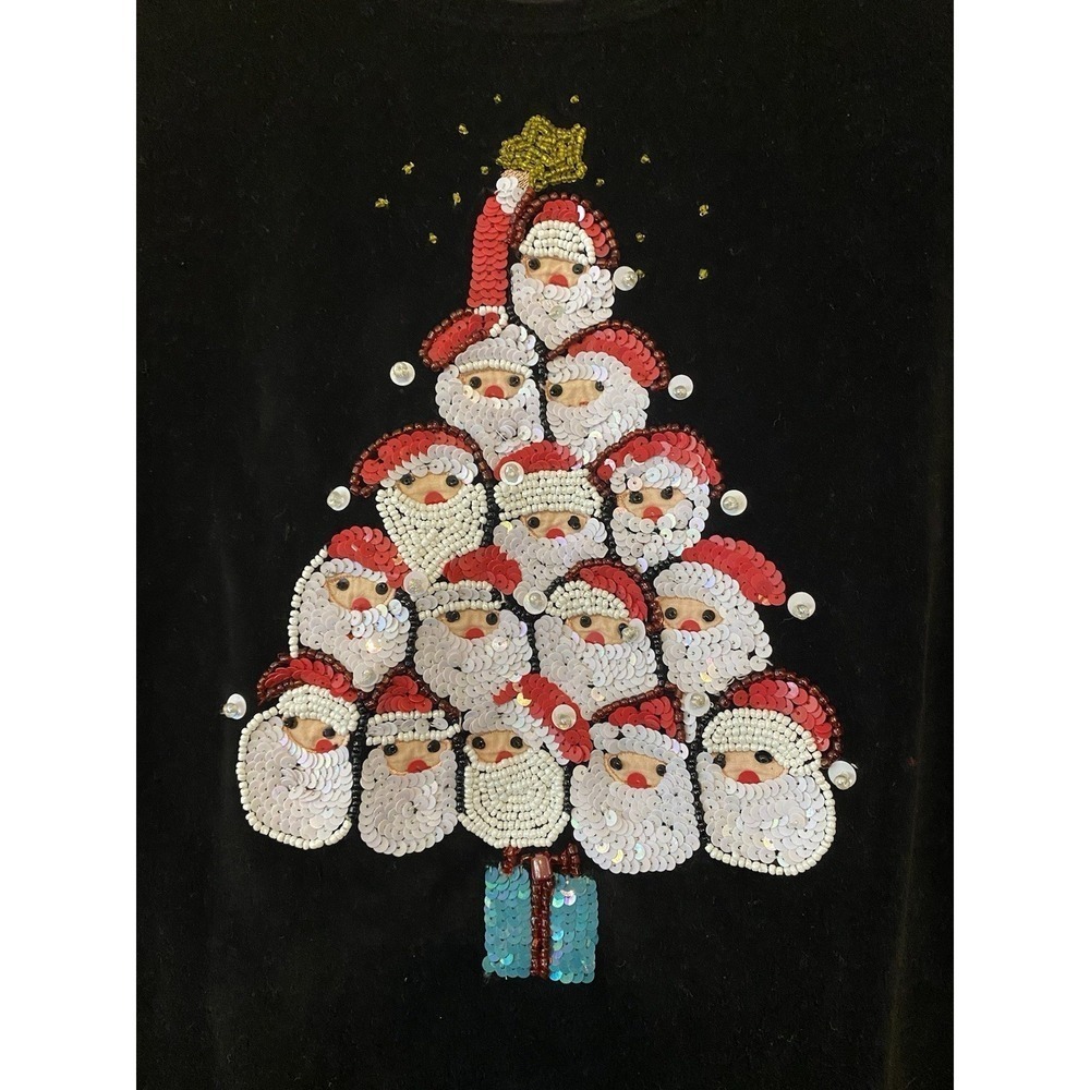 EUC Michael Simon Event Sweater Beaded Christmas Tree Size Large Santa Vtg